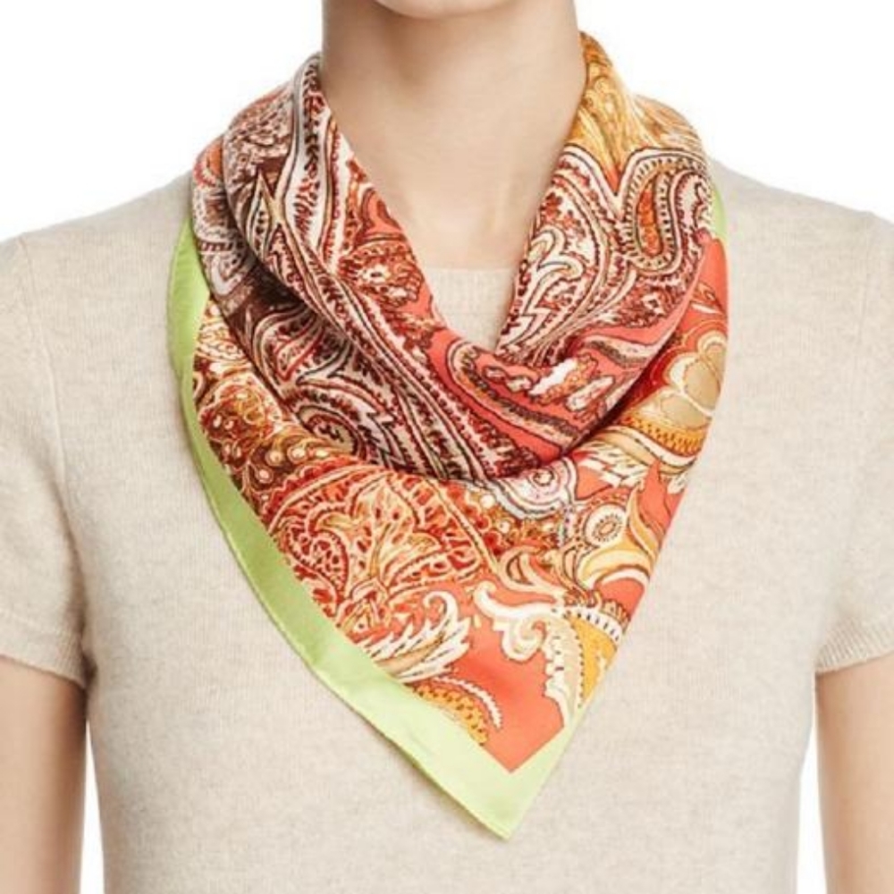 Echo New York - 100% silk multicolor paisley square scarf